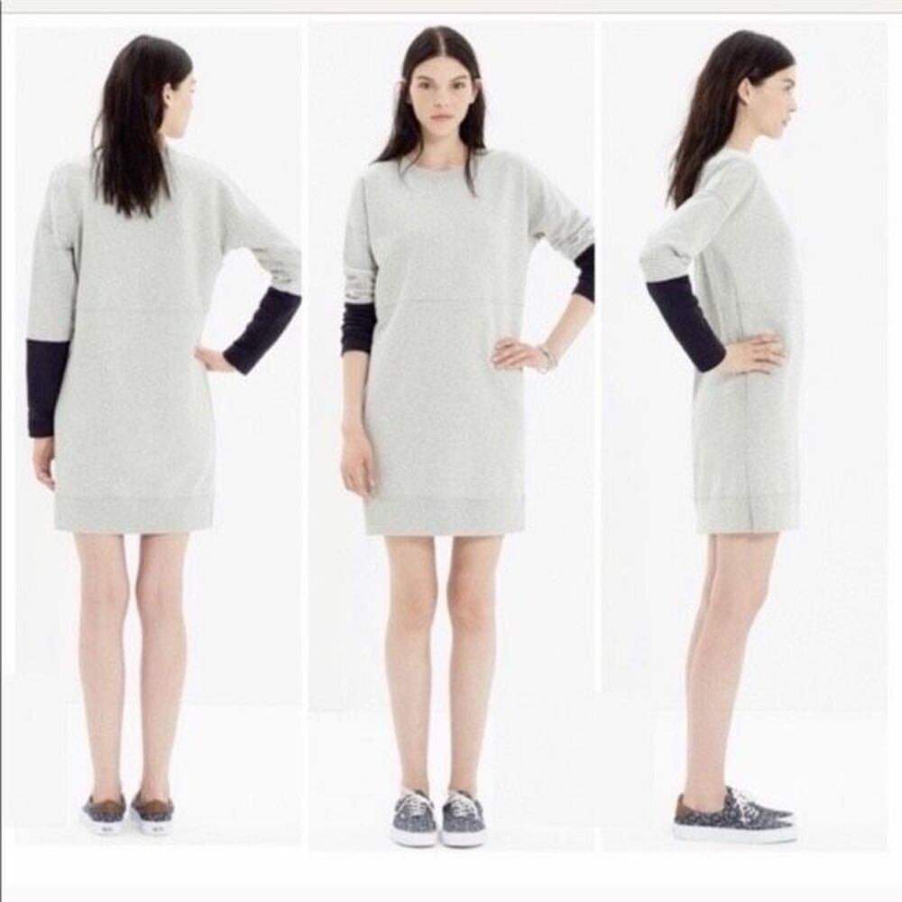 Madewell Jumpstart Sweatshirt Dress Mini 100% Cotton Colorblock Size XS